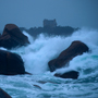 Bretagne, Cote Granit Rose, im Hintergrund Schloß Costaeres, September 1991 © Wolfgang Herath